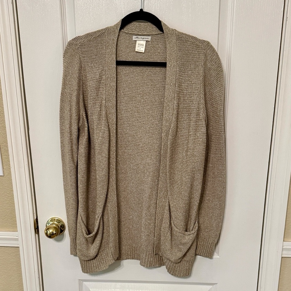 Cotton Emporium Beige Open-Front Cardigan